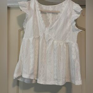 SHEIN White Sleeveless Ruffled Peplum Blouse